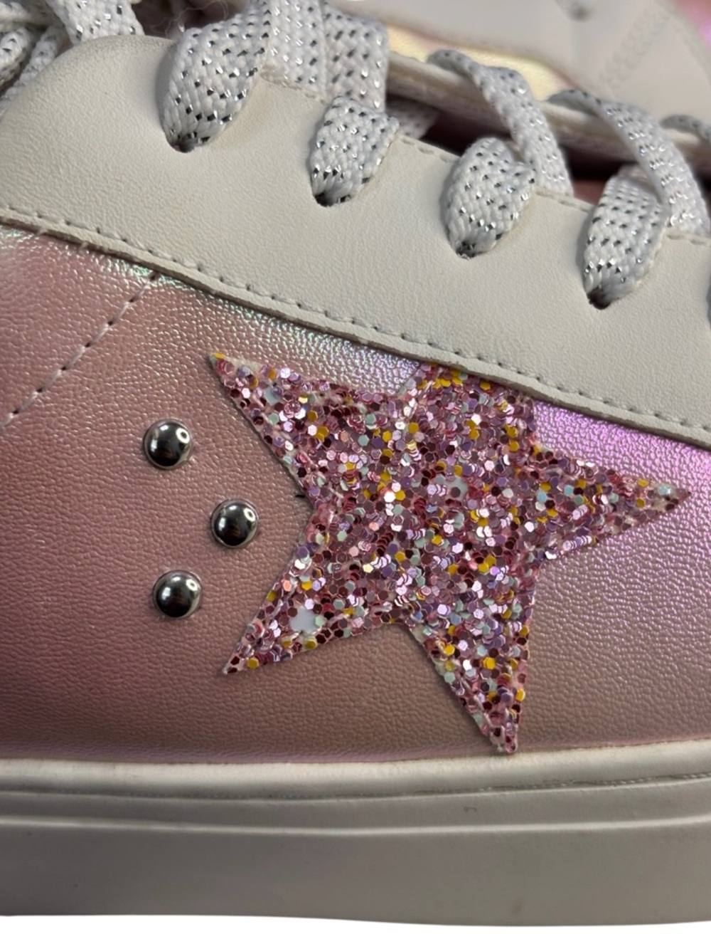 Hey Girl By Corkys Supernova Sneakers Pink Metallic Glitter Stars Women Size 8 - Picture 5 of 10